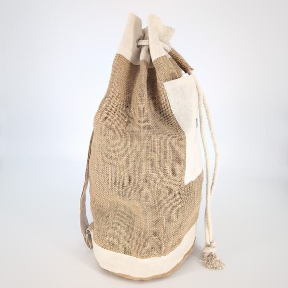 DiSaronno Velvet Cream Canvas Drawstring Bucket Bag / Backpack with Pocket - NEW - Picture 14 of 14
